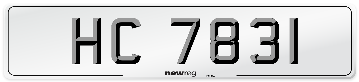 HC 7831 Number Plate from New Reg